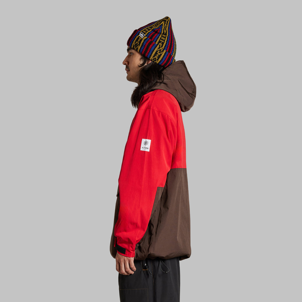 2025 CASCADE ANORAK JACKET - RED / CHOCO BROWN