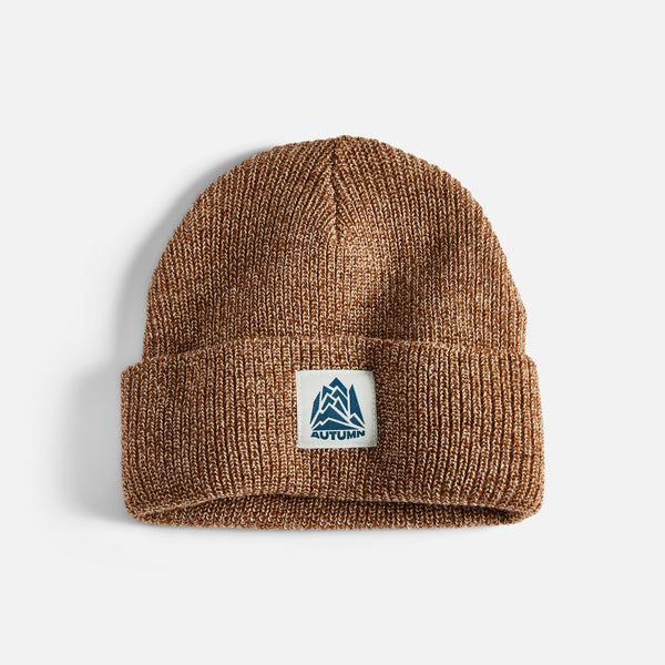 MARL BEANIE - BROWN/WHITE – autumnheadwear