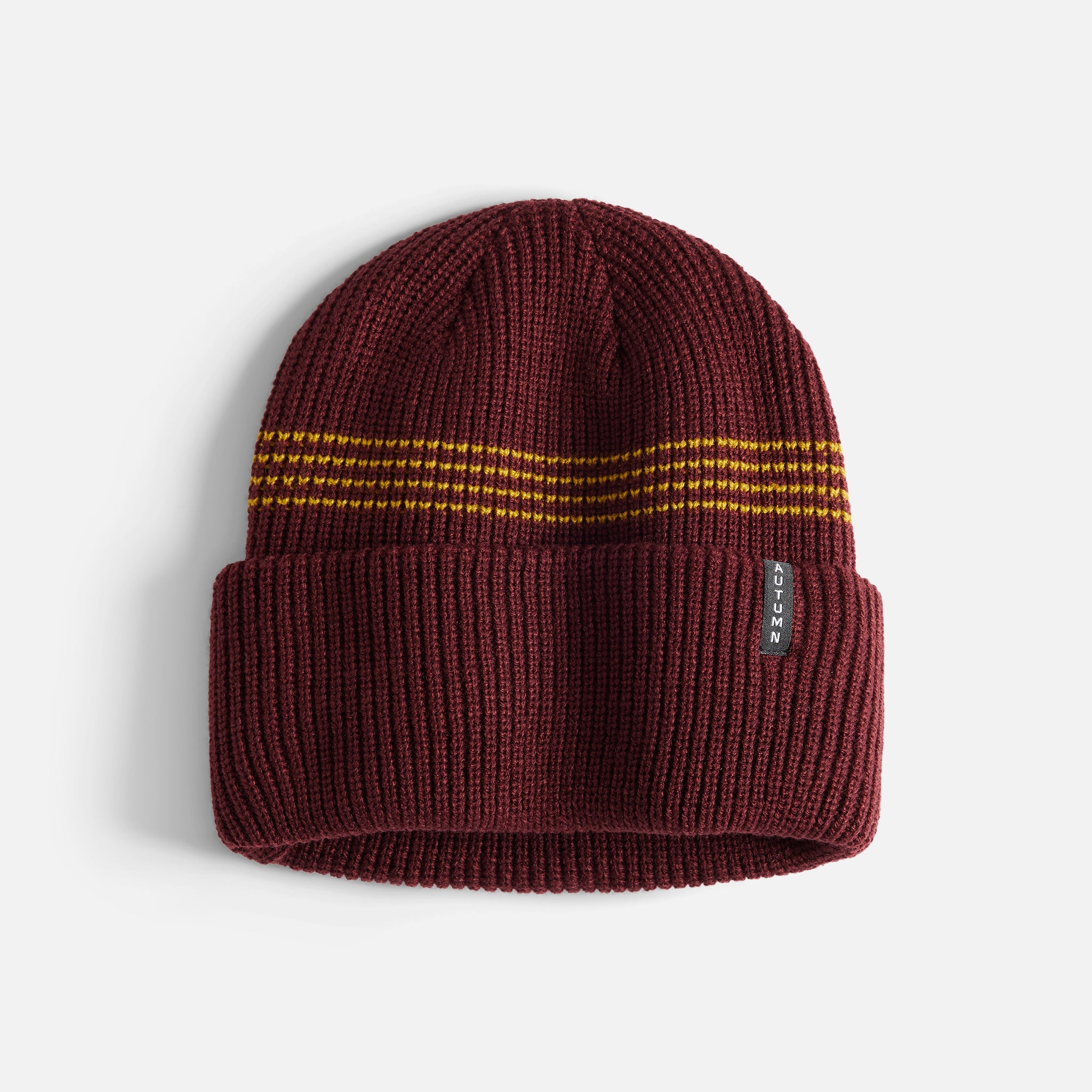 Mini Stripe Beanie - Burgundy