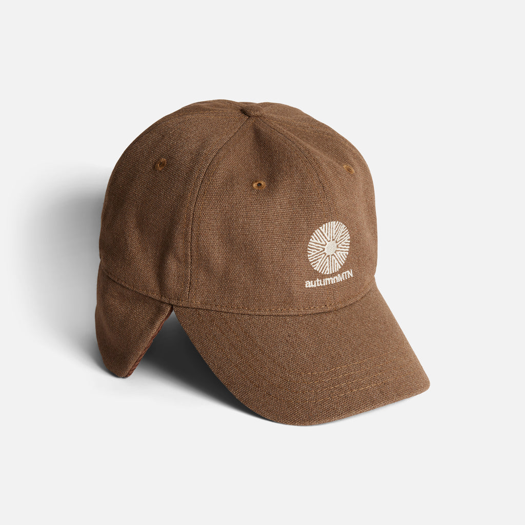 Washed Canvas Flap Cap - Brown